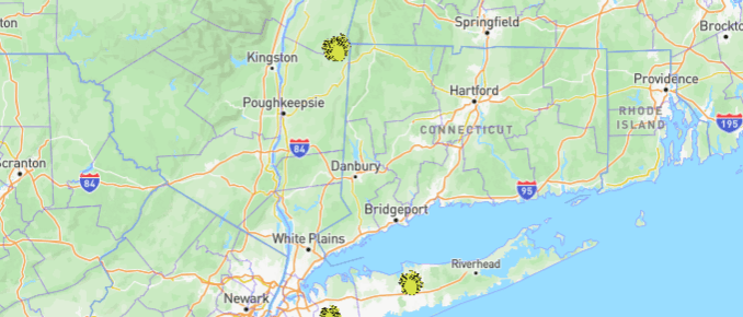 The live TiCK Heatmap showing reported tick activity across New York, Connecticut, and Long Island.